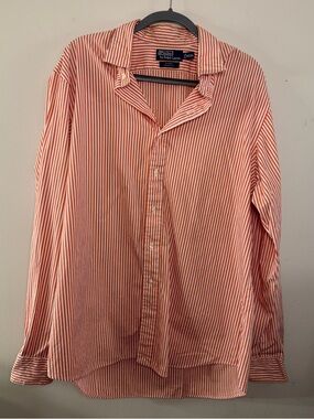 Polo Ralph Lauren Estate Custom Fit Shirt XXL 18 Orange Stripe Button Down Men